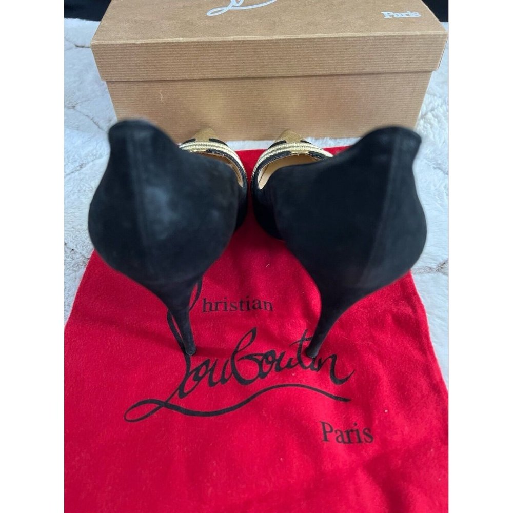 Christian Louboutin Pumps Stiletto Pointed Toe Pump Black Gold 38.5 - Picture 5 of 12